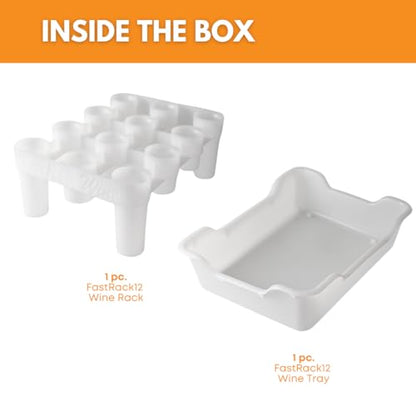 FASTFERMENT - 12-Bottle Drying Rack & Tray| Bottle Drying Tree Alternative | Dry & Store your Wine or Bomber/Belgian Bottles | Stackable | White | Dishwasher Safe | Home Brewing Supplies