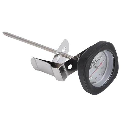 Instant Read Pocket Milk Frothing Thermometer with Clip, 304 Stainless Steel, Square Shape, Black, for Chocolate and Coffee Drinks (Black) - color: Black