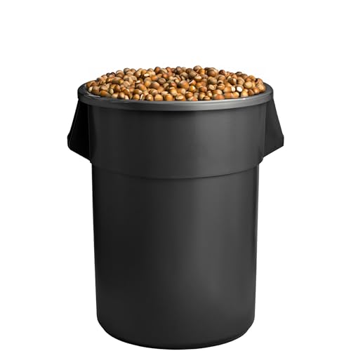 PRO&Family Commercial Round Trash Can, Ingredient Bin, Heavy-Duty Plastic, Anti-Static, Kitchen, Office, Outdoor Use (Black, 55 Gallon) - color: Black, size: 55 Gallon