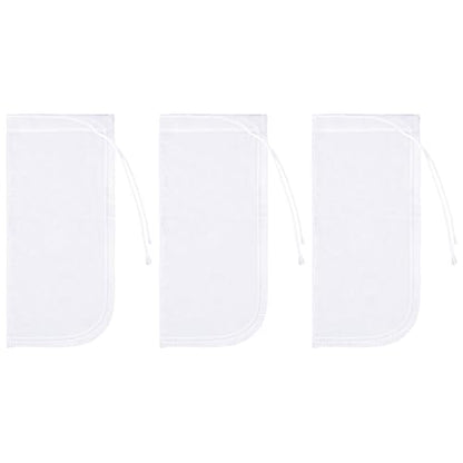 3 Pack 180 μm Filter Bag, Aquarium Media Bag with Drawstring Reusable Extra Fine Mesh Bags Nylon Aquarium Net Media Bags for Activated Carbon Resins(7.8x3.6in)