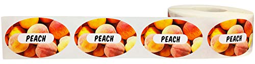 Peach Grocery Store Food Labels 1.25 x 2 Inch Oval Shape 500 Total Adhesive Stickers - color: Peach