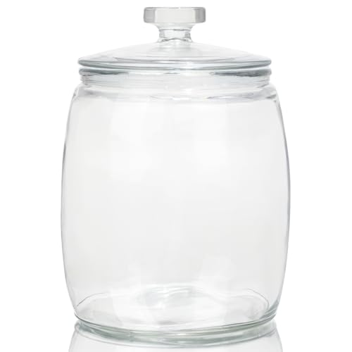 CATPOWER 2.5 Gallon Wide Mouth Glass Storage Jars with Heavy Glass Lids - Large Cookie Jars for Kitchen, Ideal for Flour, Rice, Sugar, Pasta, and Candy | Large Cookie Jars for Kitchen, Ideal for Flour, Rice, Sugar, Pasta, and Candy