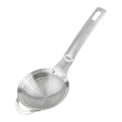 Restaurantware Fine Mesh Strainer - 1 Count - Met Lux 8.27" x 3.15" Stainless Steel Fine Mesh Sieve, Adjustable Tilt Strainer, Hanging Hole, Easy to Clean - Sieve For Flour and Juice - size: 8.25" x 3.25"