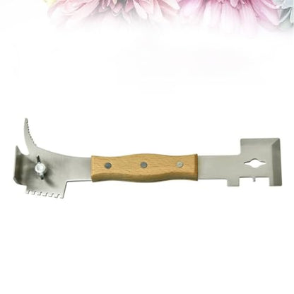 YARNOW Multifunctional Bee Hive Scraper Tool with Wooden Handle and Stainless Steel Blade for Heavy Duty Beekeeping Supplies, Efficiently Scrape Off Beeswax and Harvest Honey