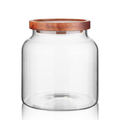 Labina Glass Storage Container Airtight Food Jars Kitchen Canister with Wood Lids, 54 Oz (1600ml) Wide Mouth Pantry Organization Glass Jar for Flour, Sugar, Cookie, Spagetti, Nuts and Candy - size: C1: 54 Oz 1 pcs