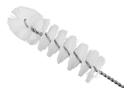 EISCO Nylon Cleaning Brush with Fan-Shaped End, 8.75" - Twisted Stainless Steel Wire Handle - Ideal for 1" - 1.2" Diameter Tubes, Bottles, Flasks, Cylinders, Jars, Vases, Cups