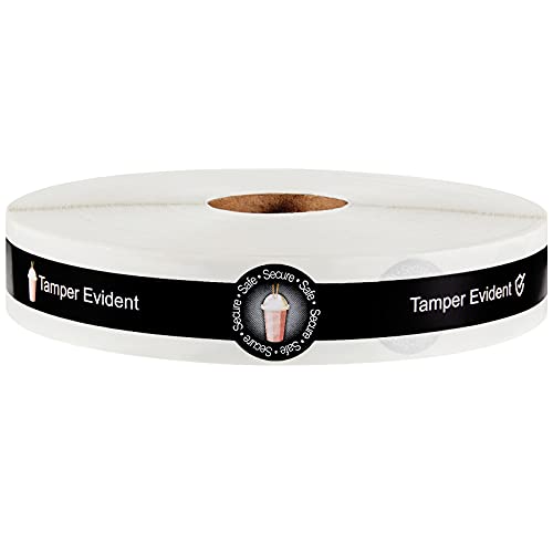 Zonon 600 Pcs Safe Secure Tamper Evident Seals for Drink Lids, Food Delivery Stickers Sealed for Freshness Labels Drink Food Coffee Milk Tea Ice Cream Seal Stickers 600 Pieces Per Roll (Black) - color: Black