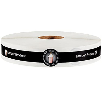Zonon 600 Pcs Safe Secure Tamper Evident Seals for Drink Lids, Food Delivery Stickers Sealed for Freshness Labels Drink Food Coffee Milk Tea Ice Cream Seal Stickers 600 Pieces Per Roll (Black) - color: Black