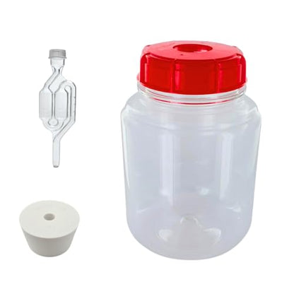 FastRack 1 Gallon (PET) Wide Mouth Fermonster Carboy with Airtight Lid | Includes #10 Drilled Stopper & Twin Bubble Airlock | Clear Plastic Fermenter for Wine, Beer & Mead