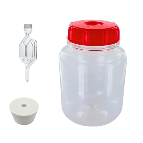 FastRack 1 Gallon (PET) Wide Mouth Fermonster Carboy with Airtight Lid | Includes #10 Drilled Stopper & Twin Bubble Airlock | Clear Plastic Fermenter for Wine, Beer & Mead