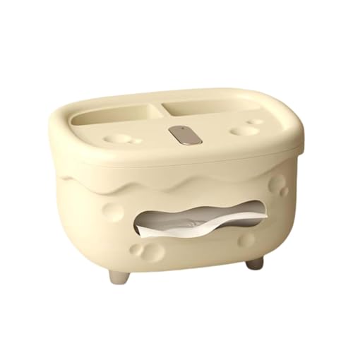 Home Decor Creative Tissue Box Cover with Storage Compartments Refined Cheese Tissue Box(Beige) - color: Beige