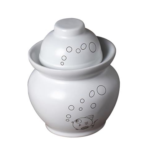 Small Ceramic Kimchi Container Airtight Fermentation Crock Jar for Pickles and Sauerkraut Multipurpose Sealed Pickle Jar with Water Seal Lid Compact Kitchen Storage for Dried Fruit