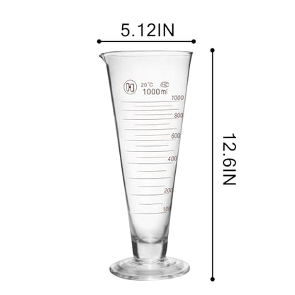Professional Lab Graduated Measuring Cup with Spout 1000ml Wide Mouth Glass Conical Beaker Thickened Borosilicate Beaker Heat Resistant (1000ml) Transparent - size: 1000ml