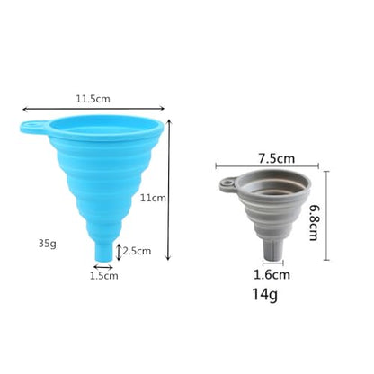 4 Pack Silicone Collapsible Funnels for Kitchen Use Filling Bottles - Small and Large Kitchen Funnel Set - Food Grade Silicone Funnel Deal for Filling Bottles, Water, Food and Kitchen Use