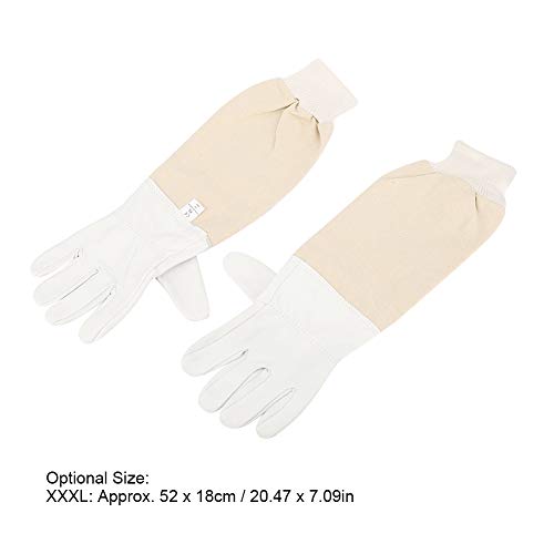 Beekeeping Gloves for Women & Men | Goat - Skin Leather Palms Block Bee Stings | Extra - Long Sleeves for Apiary Inspection/Beginners | Sturdy Canvas & Leather (XXXL) - size: XXXL