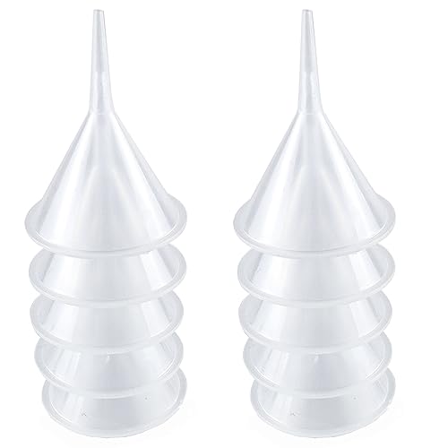 Mini Funnel 10 Pcs Kitchen Use Funnels Small Narrow Neck Plastic Urn Filling Tool for Lab Bottle,Sand Painting,Perfume,Spice,Powder,Essential Oil,Kitchen Food Grade Plastic,Water Bottle