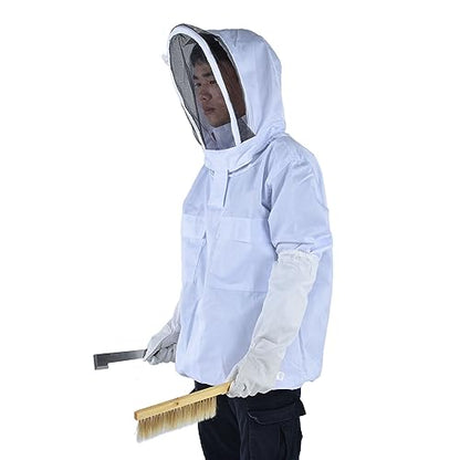 Beekeeping Suit Kit Protective Ventilated Jacket Gloves Scraper Bee Brush - Sting Proof Design, Breathable Veil Hat, Comfortable Fit for Men and Women