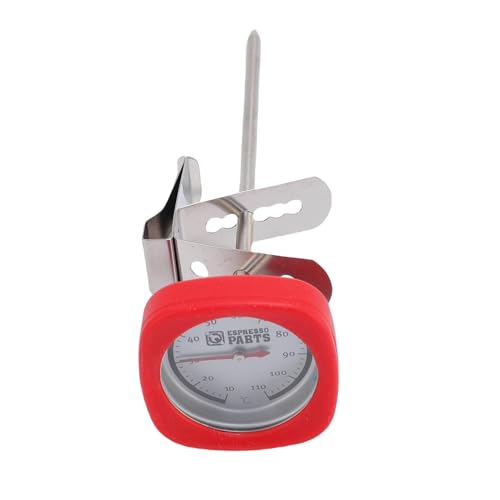 Instant Read Pocket Milk Frothing Thermometer with Clip, 304 Stainless Steel, Square Shape, Black, for Chocolate and Coffee Drinks (Red) - color: Red