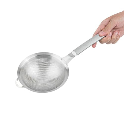 Restaurantware Fine Mesh Strainer - 1 Count - Met Lux 13.19" x 6.3" Stainless Steel Fine Mesh Sieve, Adjustable Tilt Strainer, Hanging Hole, Easy to Clean - Sieve For Flour and Juice - size: 13.25" x 6.25"