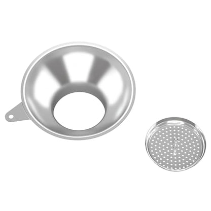 Serinar Stainless Steel Metal Canning Funnel with Removable Strainer, for Jams, Pickles and Home Preserving, Dishwasher Safe Kitchen Tool (2.26 Inch Standard Bore for Standard Mouth Mason Jars).