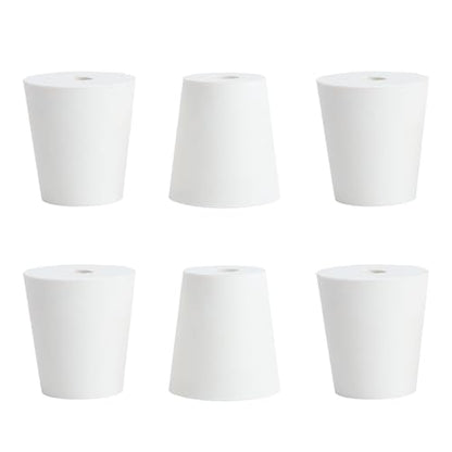 6Pcs Solid Rubber Stopper Bungs with Hole 20mm to 26mm Solid Test Tubes Bungs Stopper for Flask, Plug Holes and Test Tube(White) - size: 20-26MM