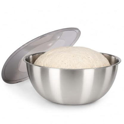 Dough Proofing Bowl with Lid, 304 Stainless Steel for Sourdough | 304 stainless steel, sourdough bread making, dough proofing and mixing, clear scale, dust lid, smooth rim