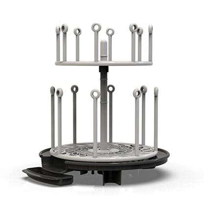 The First Years Spin Stack Bottle Drying Rack - Black - 2-Tier Rotating Countertop Drying Rack for Up to 16 Bottles - Baby Essentials for Everyday Use - color: Black