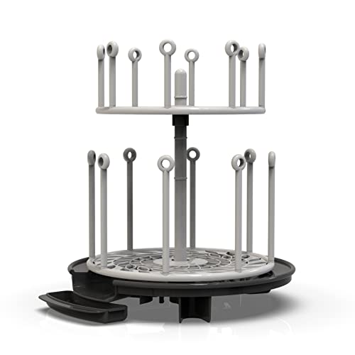 The First Years Spin Stack Bottle Drying Rack - Black - 2-Tier Rotating Countertop Drying Rack for Up to 16 Bottles - Baby Essentials for Everyday Use - color: Black