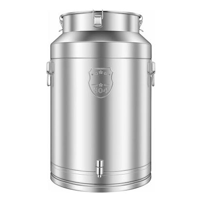 Stainless Steel Milk Can, 76L/20.1Gal Metal Drink Dispenser Airtight Canister with Faucet & Lid, Wine Oil Beverage Storage Container for Kitchen Restaurant Party, W15.8*H25.2in - size: 76L/20.1Gal w/Faucet