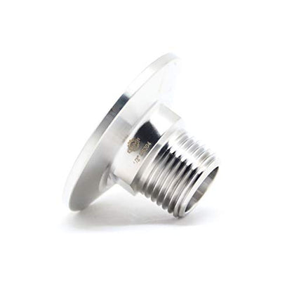 QiiMii 1.5" Tri Clamp Tri Clover Fittings to NPT 1/2" Male Thread Adaptor SS304, 2 pack - size: TC 50.5 x 1/2" (2 pack)