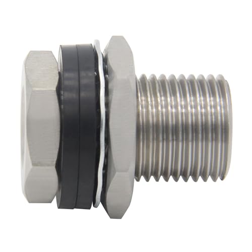 Stainless Steel Bulkhead Fitting 1/4" NPT Female Bulked Coupler Thru-bulk Tank Fitting Connector 1-1/2" Length (pack of 2) - size: 1/4" NPT Female to 1-1/2" Length