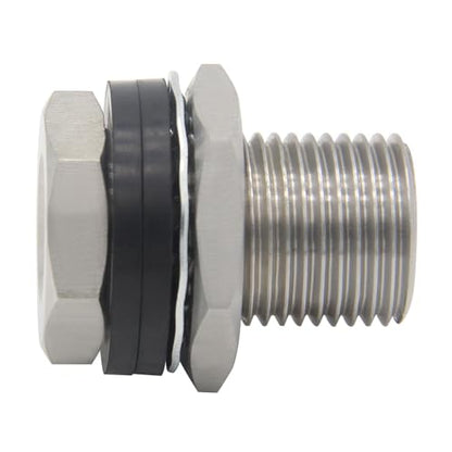 Stainless Steel Bulkhead Fitting 1/4" NPT Female Bulked Coupler Thru-bulk Tank Fitting Connector 1-1/2" Length (pack of 2) - size: 1/4" NPT Female to 1-1/2" Length