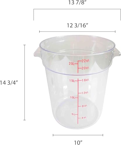 TrueCraftware- 22 Quart Clear Round Food Storage Container Polycarbonate- Commercial Reusable Food Container Canister with Measurement Markings for Meal Prep Pantry Kitchen - size: 22 Quart