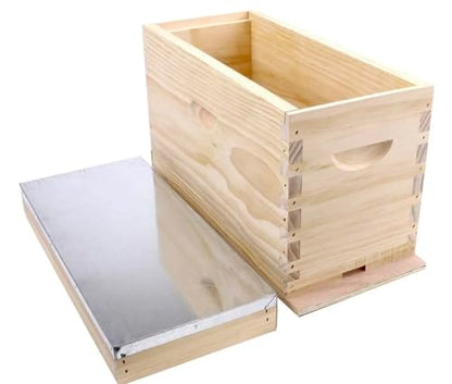 Generic 4 Frame Nuc Complete Kit - Langstroth Style, Brown Wooden Bee Hive