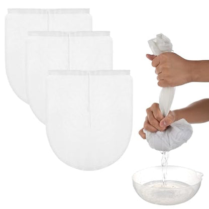 COMNICO Cheese Bags, 3 Pack 12" x 10" Nylon Reusable Fine Mesh Cheesecloth Strainer Nut Tea Beer Juice Filter Cloth for Cold Brew Coffee Yogurt Almond Soy Oat Milk
