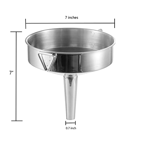 7 inch Stainless Steel Funnel with 120 Mesh Welded Filter Screen for Transferring Liquid, Oil, Powder, Resin