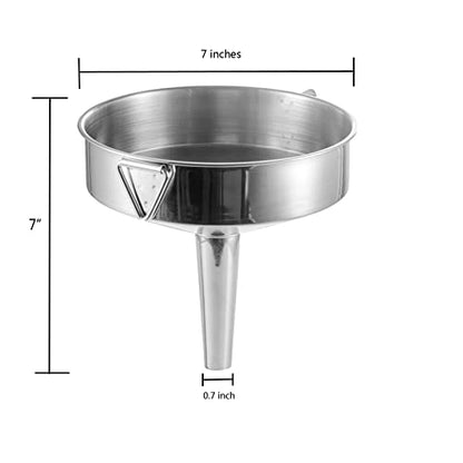 7 inch Stainless Steel Funnel with 120 Mesh Welded Filter Screen for Transferring Liquid, Oil, Powder, Resin