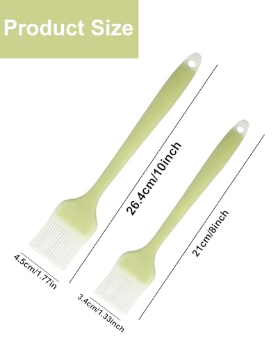 Pastry Brush Silicone Basting Brush for Cooking,2PCS 10+8 in Heat Resistant Food Brushes for Baking, Grilling, Cooking and Spreading Oil, Butter, BBQ Sauce, or Marinade (Green) - color: Green