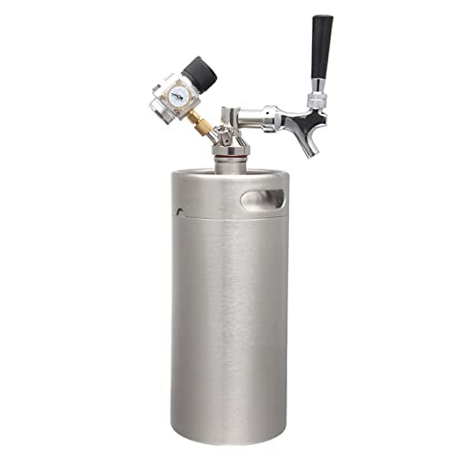 Mini Stainless Steel Beer Keg,Portable Home Dispenser System to Keep Fresh for Home Kitchen Brewing Beer,Keeps Carbonation for Craft Beer Draft and Homebrew,3.6 liters