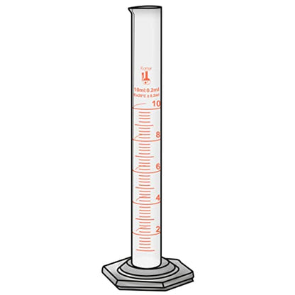 10ml Graduated Cylinder, Borosilicate 3.3 Glass, Single Metric Scale, Karter Scientific 246F1 (Pack of 50) - size: 10ml, style: Pack of 50