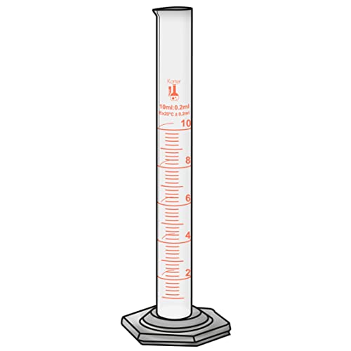 10ml Graduated Cylinder, Borosilicate 3.3 Glass, Single Metric Scale, Karter Scientific 213I10 (Single) - size: 10ml, style: Pack of 1