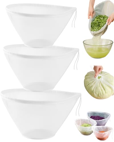 Cheesecloth for Straining, Nut Milk Bag, Organic Cheese Cloths, Reusable Fine Mesh Strainers for Almond Milk, Yogurt, Coffee, Cheese making, Juice, and More (3 Pcs, 3 Sizes) - color: 3 Pcs, 3 Sizes