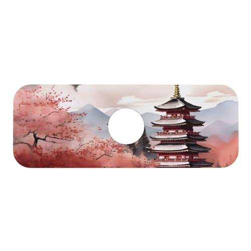 Kitchen Sink Faucet Mat Splash Guard, City Japanese Super Absorbent Drying Mat, Non-Slip Drain Pad for Bathroom Counter - color: City Japanese