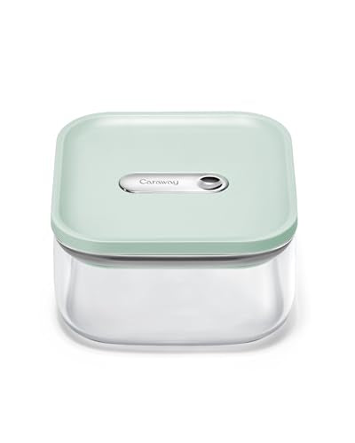 Caraway 1qt Glass Airtight Food Storage Container with Lid – Non-Toxic, BPA-Free Kitchen Storage Container – Stackable, Space-Saving Airtight Container for Dry Goods and More - Mist - color: Mist, size: 1qt Container