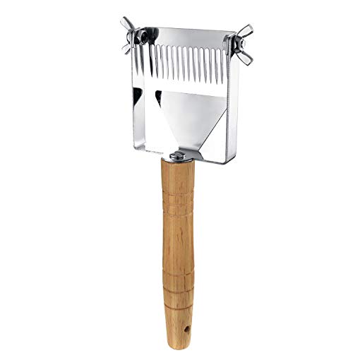 Adjustable Honey Uncapping Fork,Stainless Steel Honeycomb Honey Scraper,Wooden Handle Beekeeping Beekeeper Equipment Tool