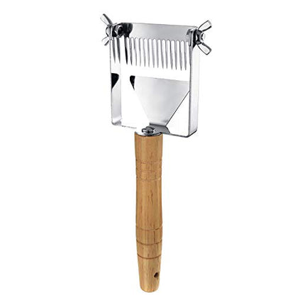 Adjustable Honey Uncapping Fork,Stainless Steel Honeycomb Honey Scraper,Wooden Handle Beekeeping Beekeeper Equipment Tool