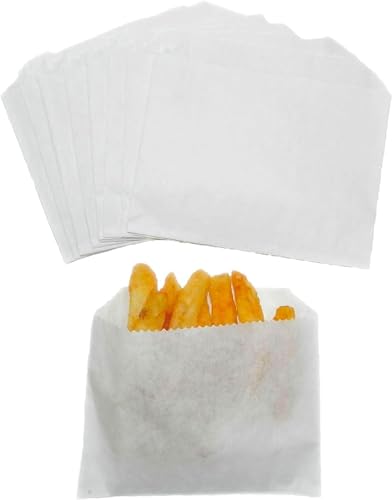 Regency Wraps Grease Resistant Snack Bags, Serving Bag for French Fries, Onion Rings, and More, Perfect for Outdoor Entertaining, Keeps hands Grease-Free, Pack of 100 - size: Pack of 100, style: French Fry Bag