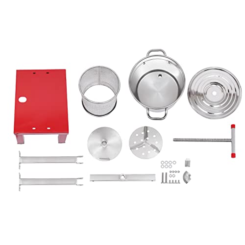 Stainless Steel Fruit & Honey Press - 13L Manual Juice Extractor for Wine, Cider, Beekeeping with Adjustable Stand, 9.8" Basket - Ideal for Apples, Grapes, Beeswax (Red) - color: Red