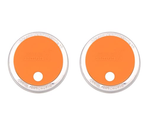 2 Pack, Tangerine Regular Mouth Silicone Straw Hole Tumbler and Fermentation Lids with Stainless Steel Bands by Mason Jar Lifestyle - color: Tangerine, size: Regular Mouth