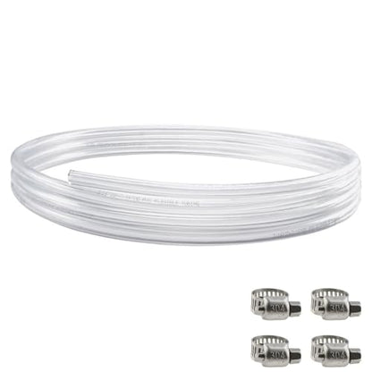 10 Feet - 3/16" ID 7/16" OD Beer Line Vinyl Tubing Keg Beer Line Replacement Kit with 4 Pcs Hose Clamps, Food Grade Hose for Kegerator, D Coupler, Draft Beer Tower Beer Dispensing - size: 10ft-Clear Beer Line